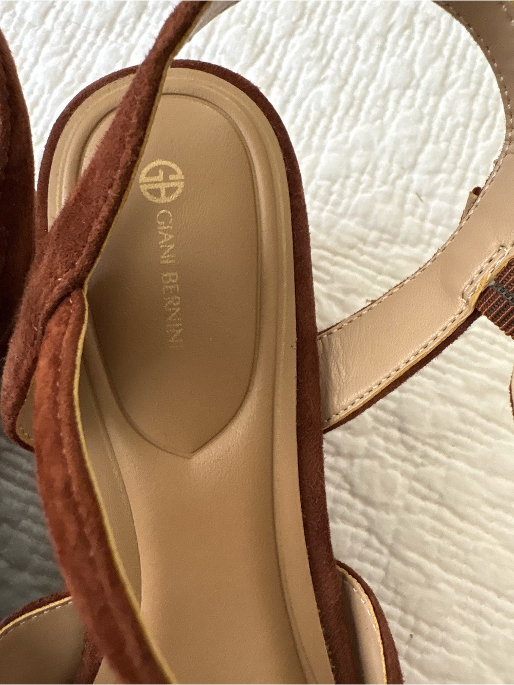 Giani Bernini Jayleen Platform Wedge Brown Suede Sandals 9 - Picture 4 of 16
